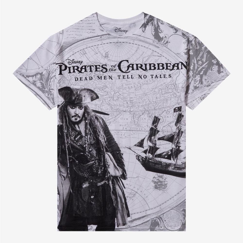 Disney Pirates Of The Caribbean: Dead Men Tell No Tales Map Boyfriend Fit Tee XS